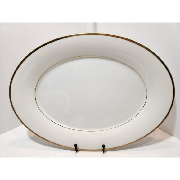 Vtg Noritake Golden Serenade White and Gold Rim 7714 Oval Platter 15.5" Long - Picture 1 of 9